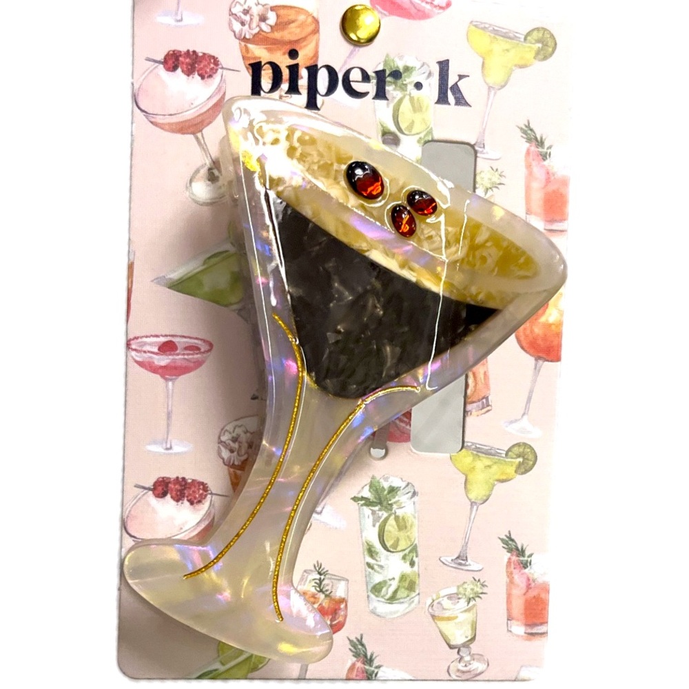 NWT ⚜️ 🍸 Piper K Gorgeous Espresso Martini Cocktail Hair Clip